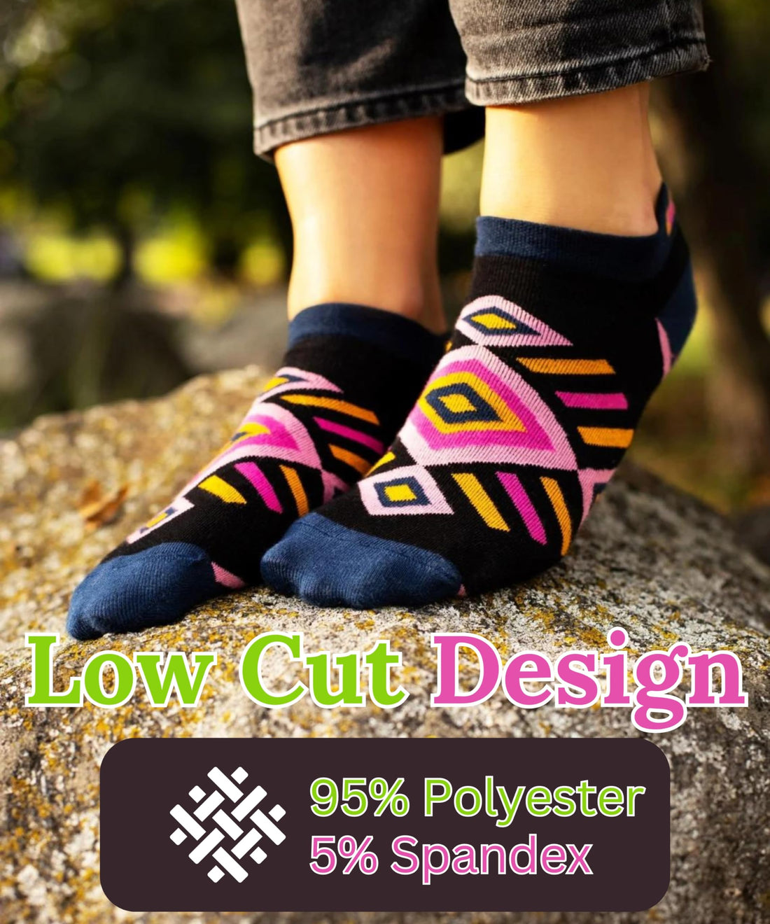 Tipi Toe Women's & Girls 20 Pairs Colorful Mixed Pattern No Show Socks