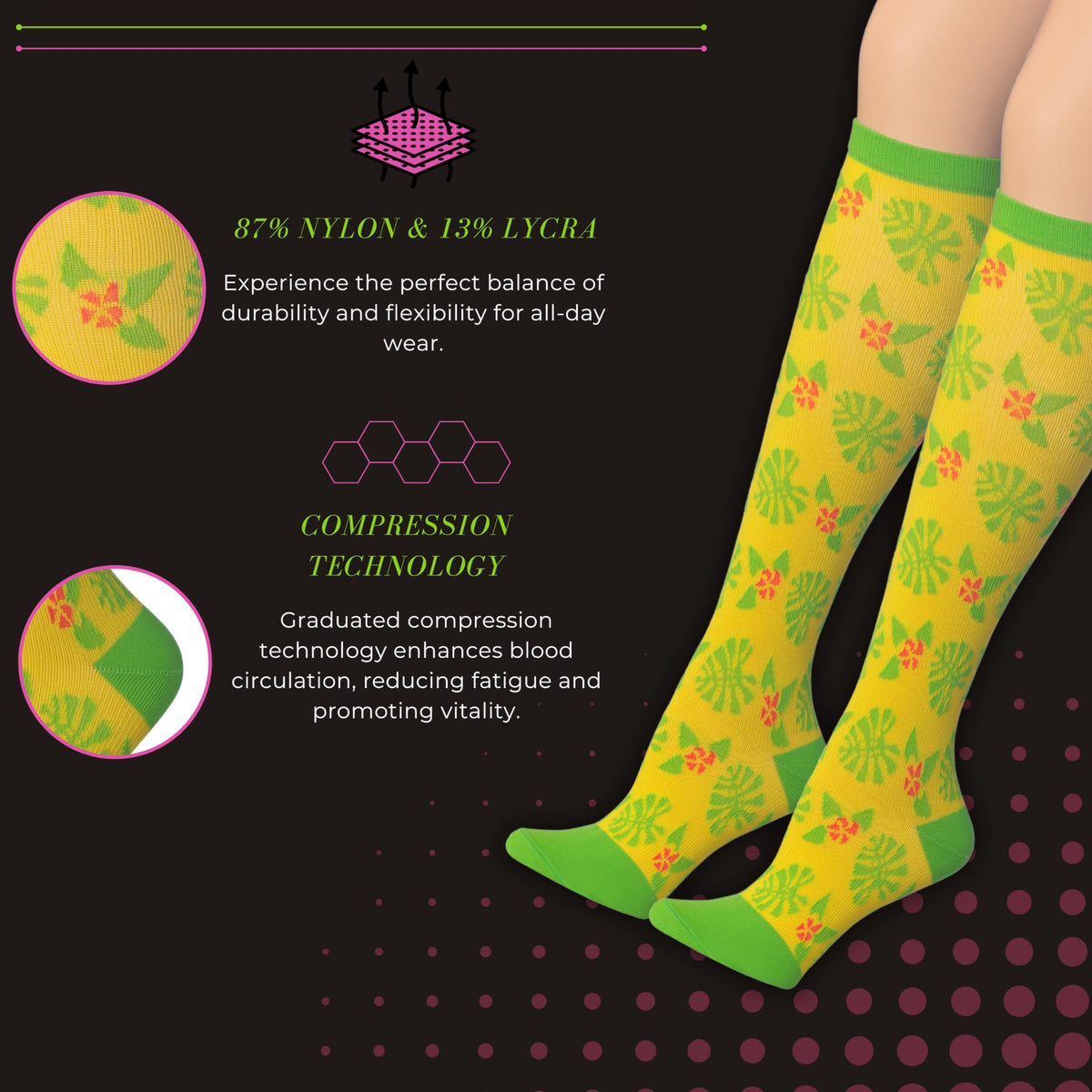 Tipi Toe Men & Women 3-Pairs Compression Socks Cosmic Contrast Black