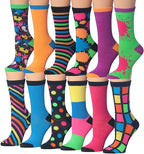Women's 12 Pairs Lightweight Colorful Funky Fashion Colorblock