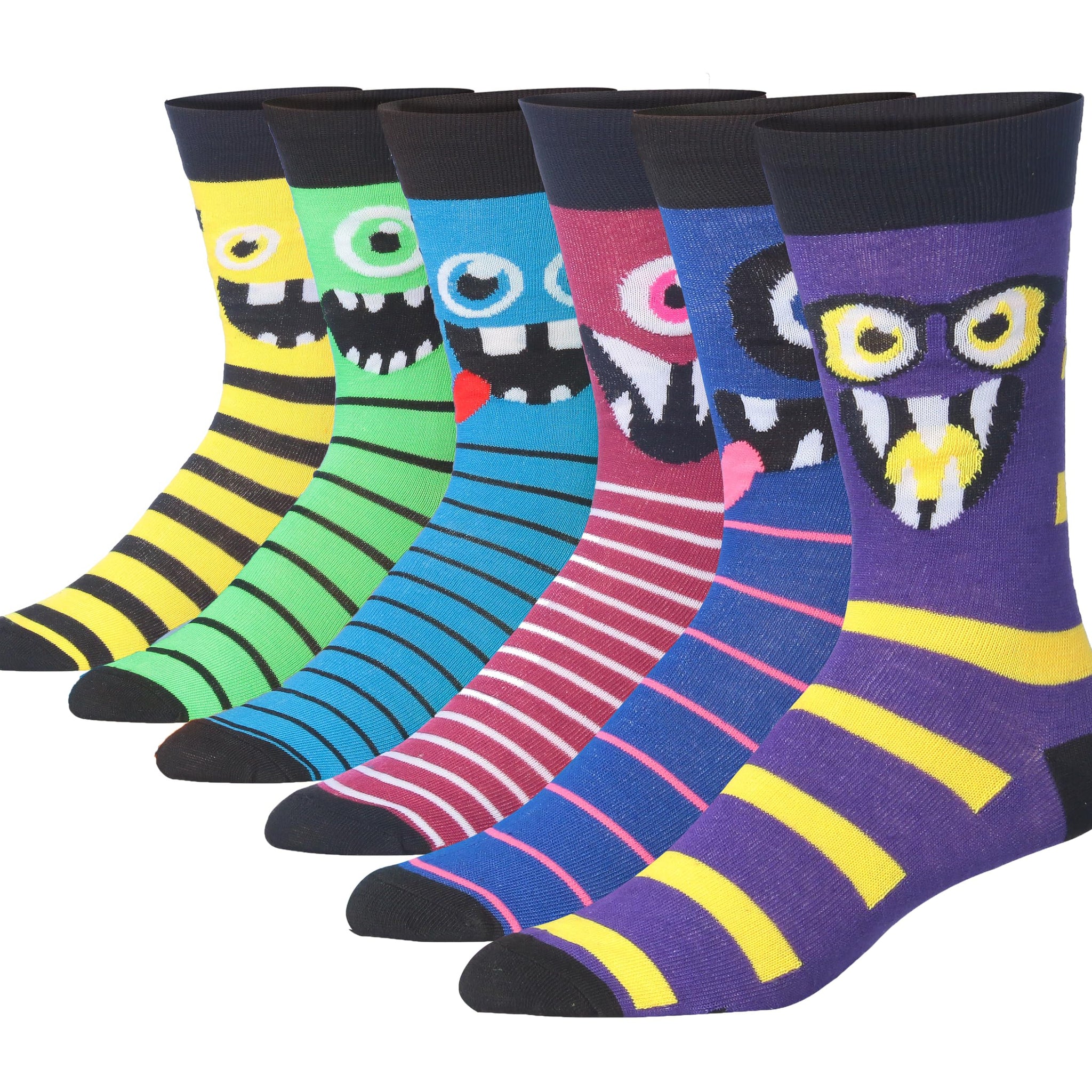 Men's 6 Pairs Casual Novelty Bold Block Fusion Colorful Patterned