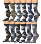 Tipi Toe Women's 12 Pack Lightweight Soft Color Argyle Socks For Women