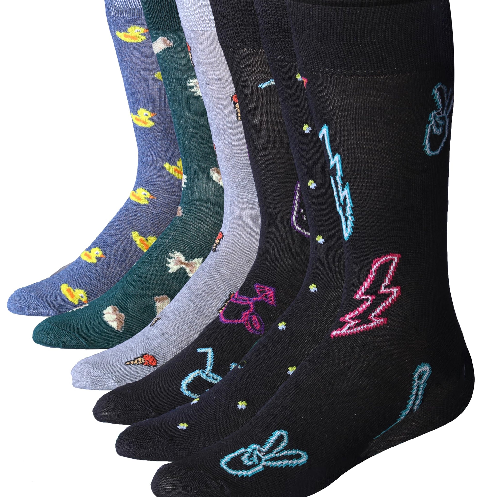 Men's 6 Pairs Casual Novelty Electric Delight Splash Colorful
