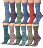 Women's Plus Size 12 Pairs Lightweight Space Dye Vintage Colors Crew