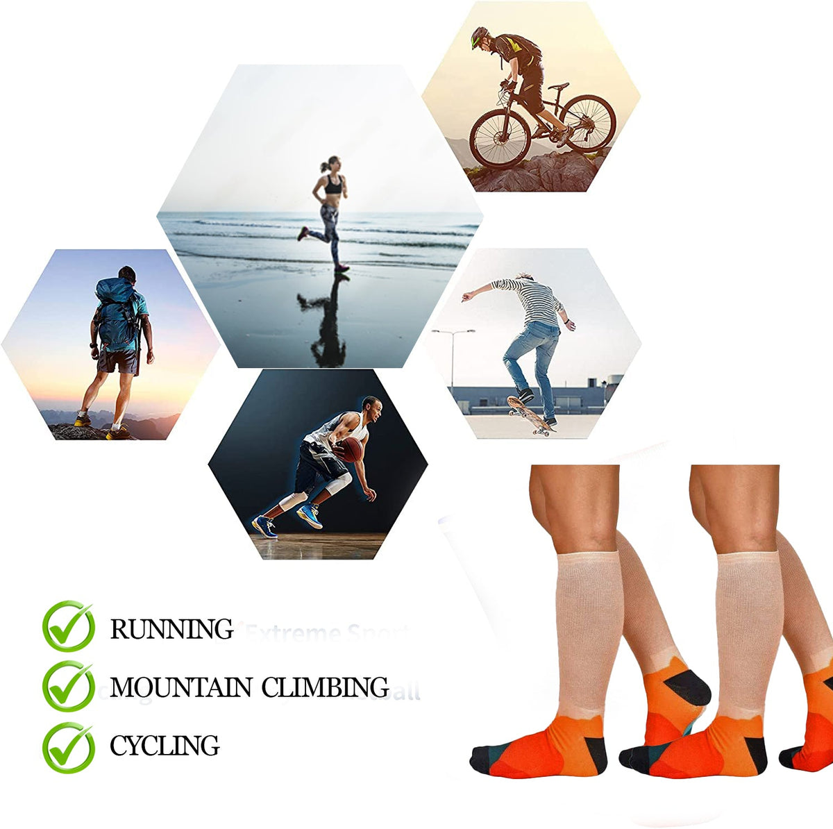 Men & Women's CoolMax Knee-High Socks, Nature Inspired Collection for