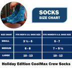 Christmas and Hanukkah Holiday Colorful CoolMax Crew Socks for Men &