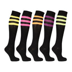 Women's Shiny Dark Stripe Knee High Socks Set