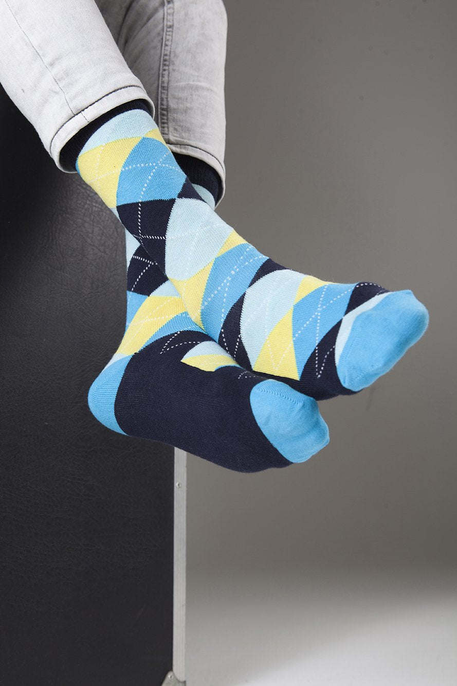 Men's Yellow Sky Argyle Socks