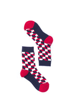 Women's Navy-Red Block Socks