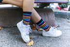 Women's Black Rainbow Stripe Socks
