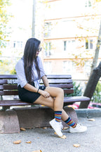 Women's Black Rainbow Stripe Socks