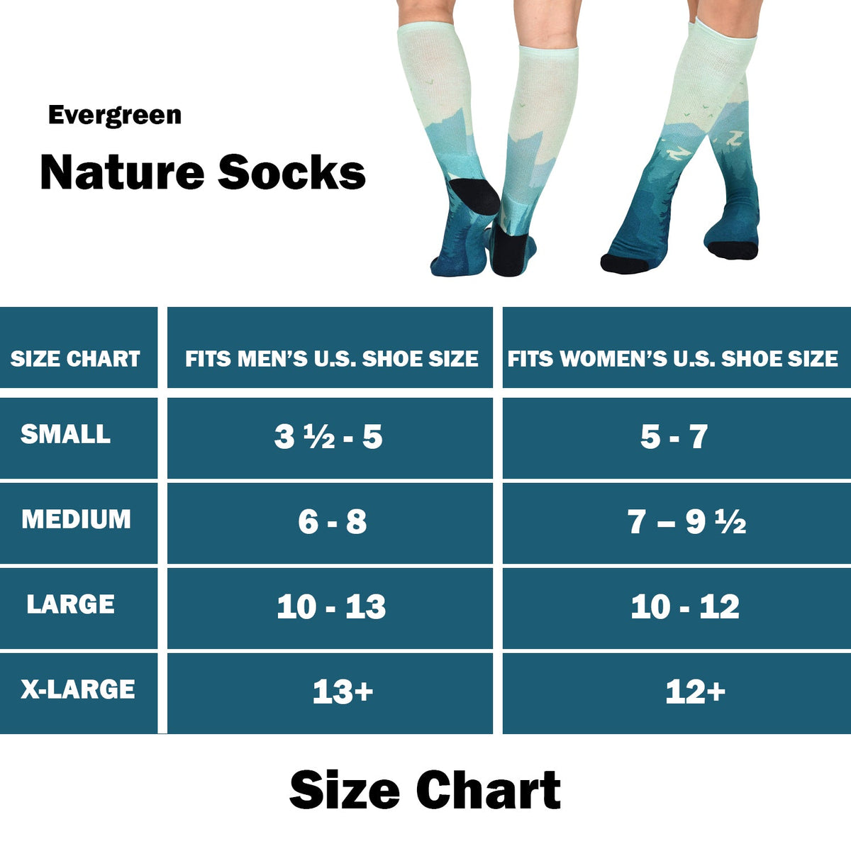 Men & Women's CoolMax Knee-High Socks, Nature Inspired Collection for