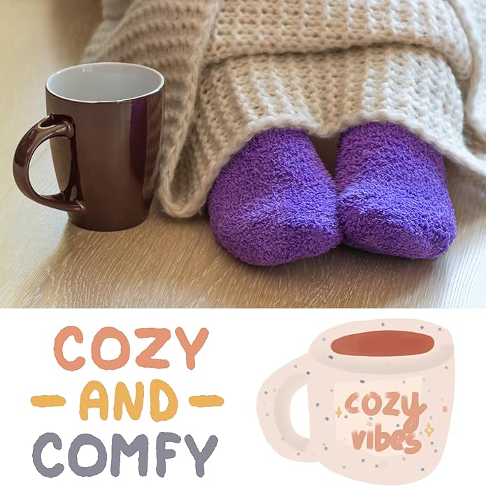 Women's 6 Pairs Cozy Microfiber Soft Anti-Skid Mystic Aura Colorful