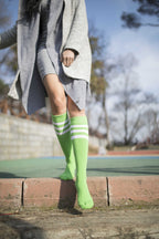 Women's Lime Stripe Knee High Socks