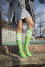 Women's Lime Stripe Knee High Socks