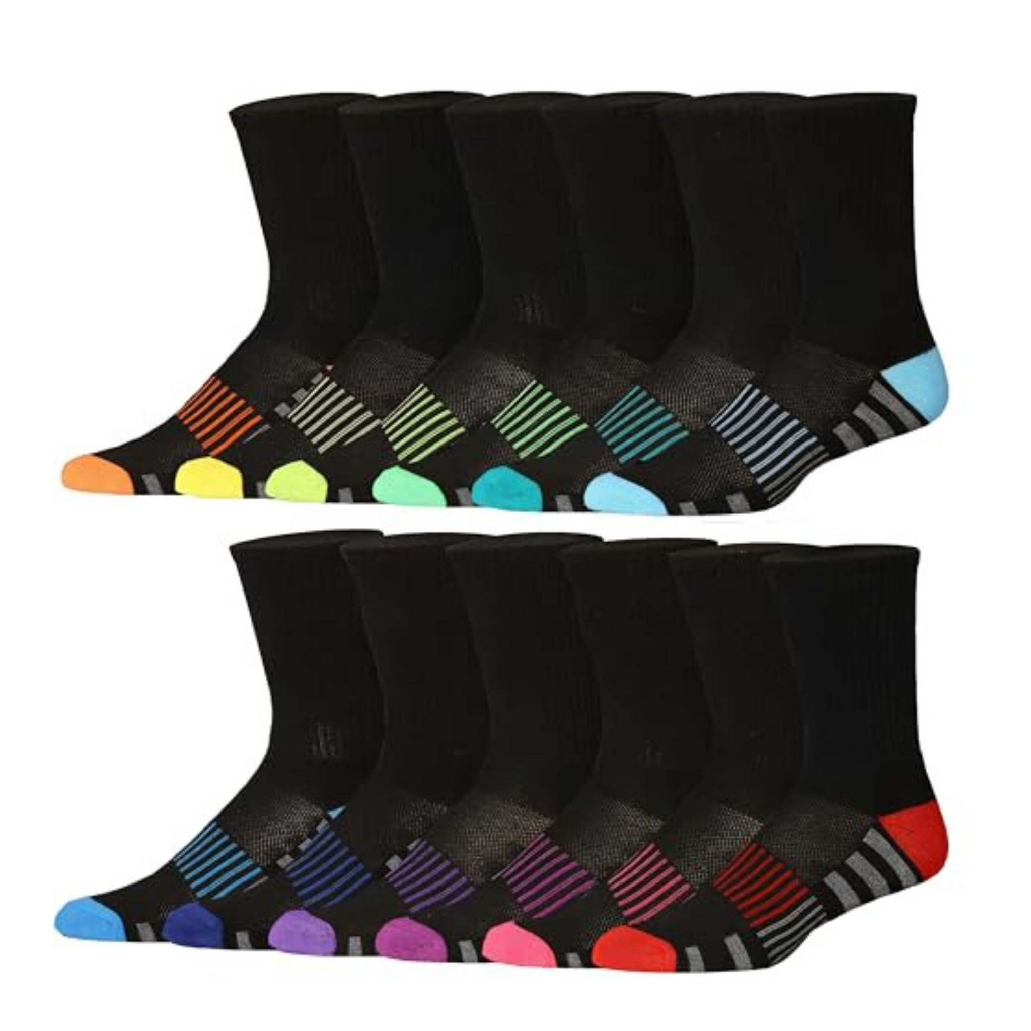 JAMES FIALLO Men's 12 Pairs Athletic Crew Socks, Ideal for Running,