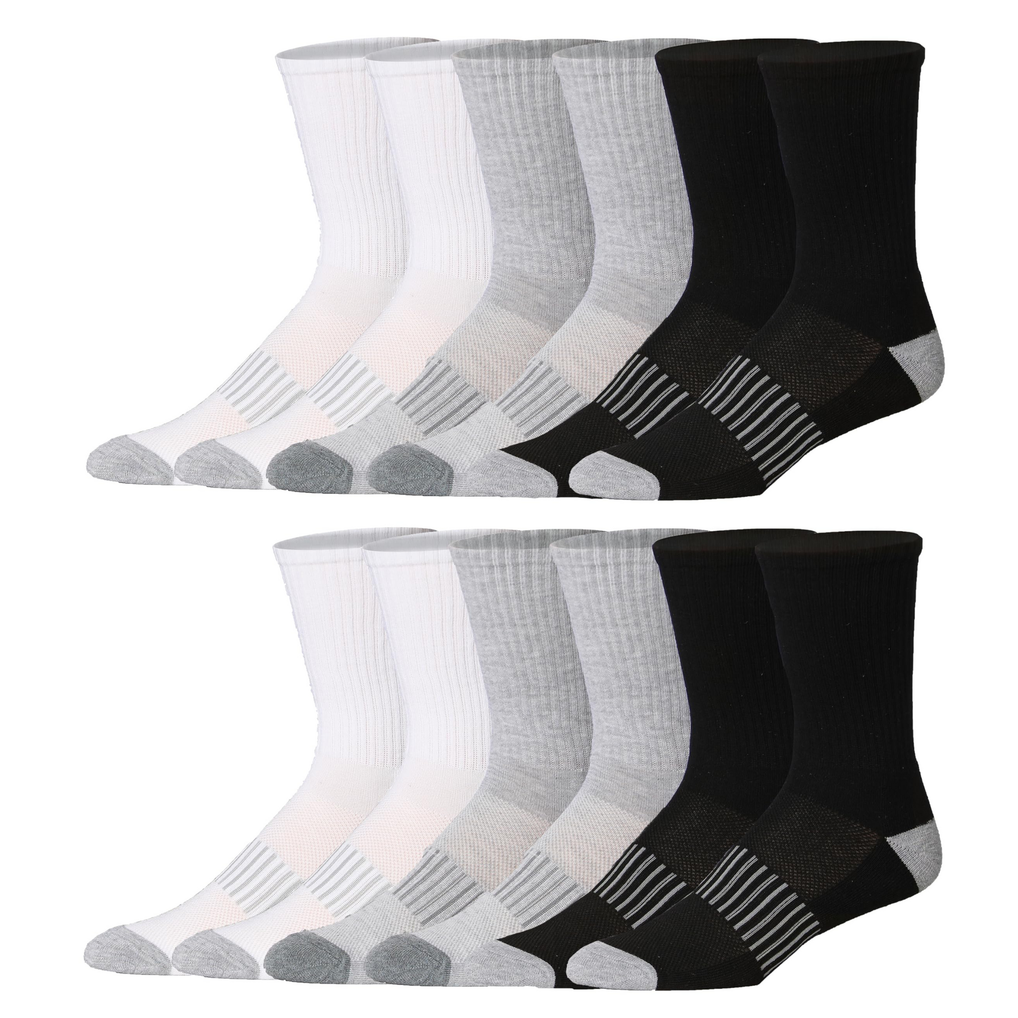 JAMES FIALLO Men's 12 Pairs Arch Support Socks Comfortable Performance