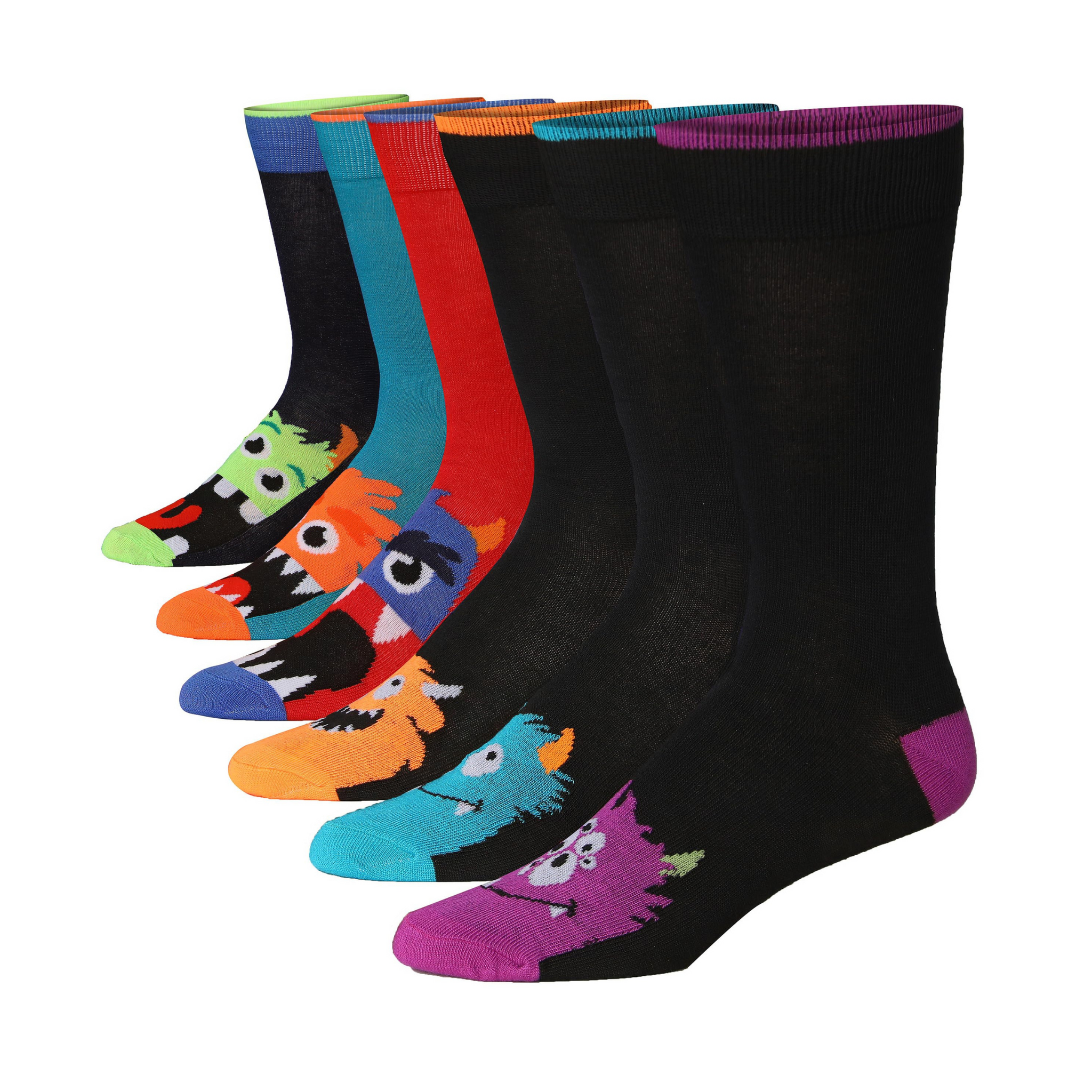 Men's 6 Pairs Casual Novelty Monstrous Melange Colorful Patterned