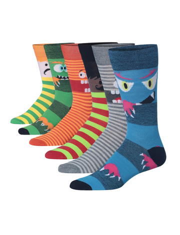 Men's 6 Pairs Casual Novelty Cheerful Monster Carnival Colorful