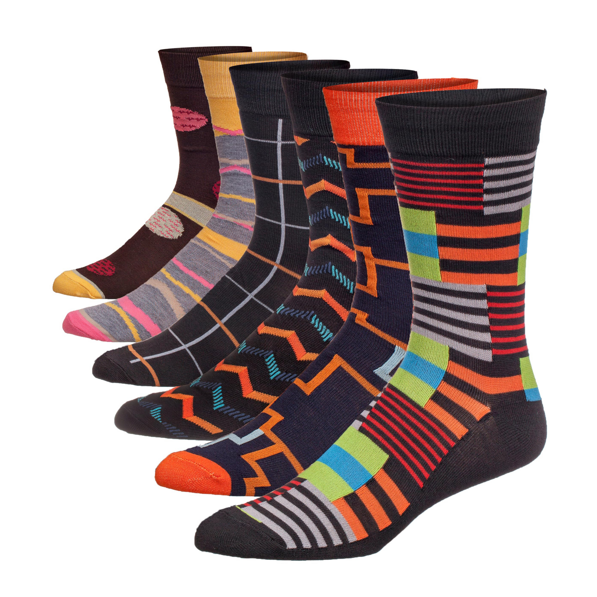 JAMES FIALLO Mens 6-Pairs Whimsical Waves Chic Horizontal Striped &