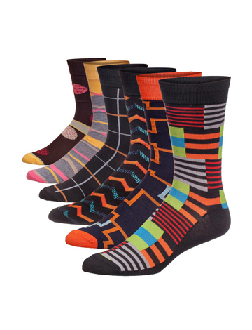 JAMES FIALLO Mens 6-Pairs Whimsical Waves Chic Horizontal Striped &