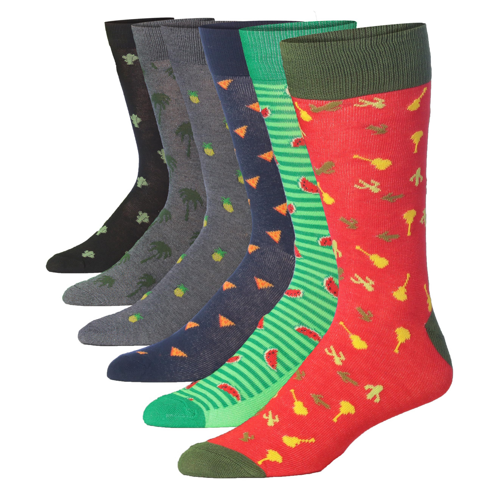 Men's 6 Pairs Casual Novelty Tropical Sunset Bliss Colorful Patterned