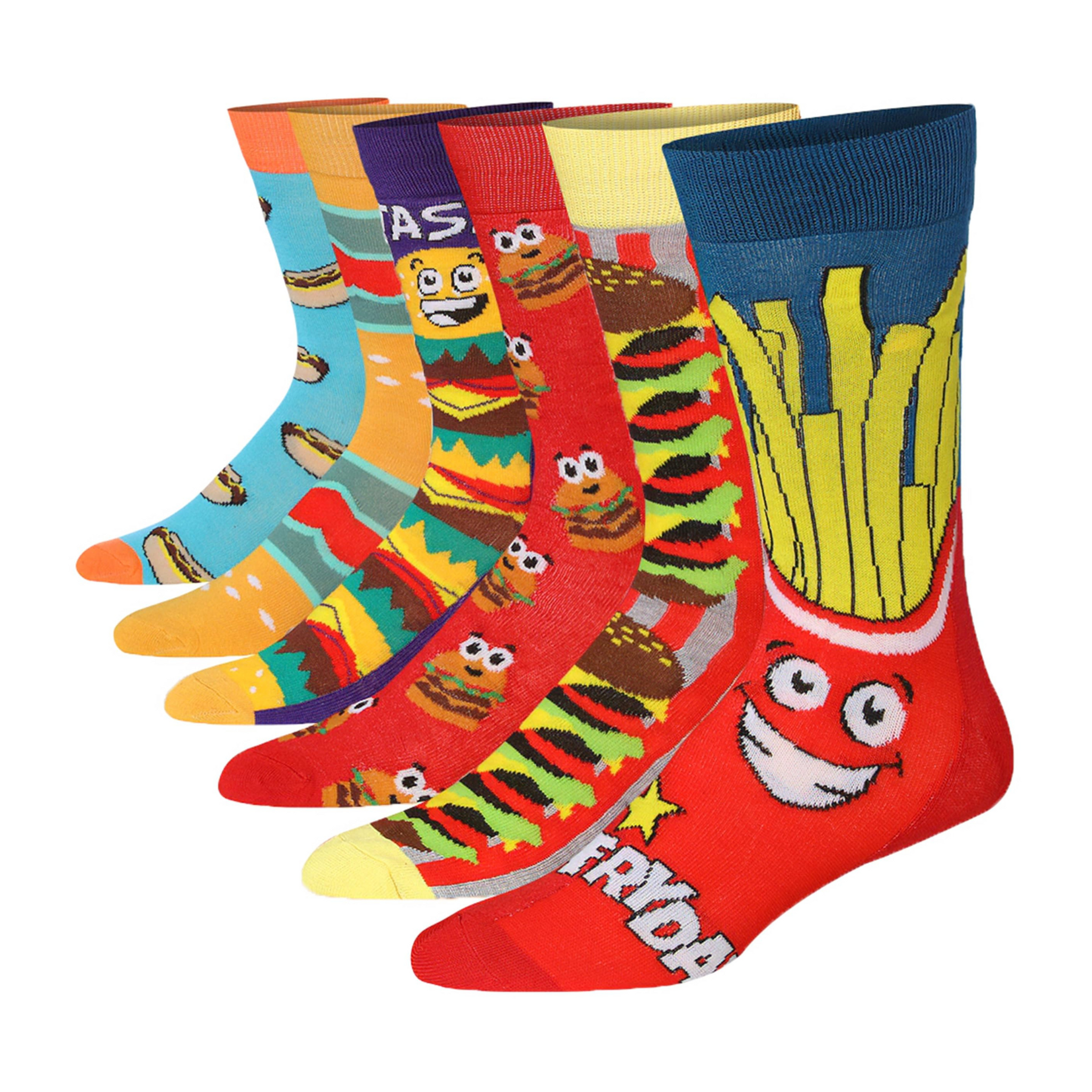 Men's 6 Pairs Casual Novelty Savory Spectacle Colorful Patterned Dress