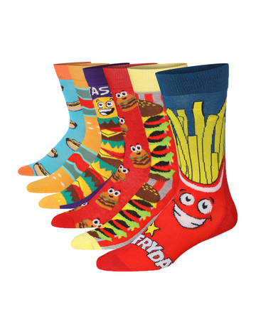 Men's 6 Pairs Casual Novelty Savory Spectacle Colorful Patterned Dress