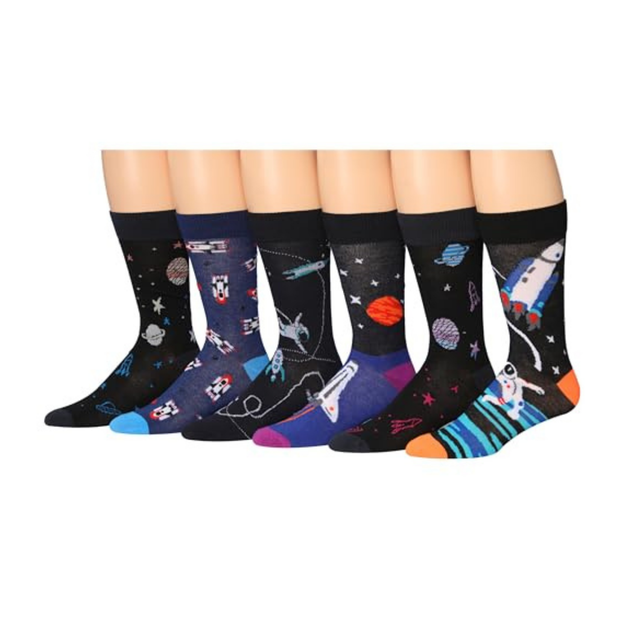 Men's 6 Pairs Casual Novelty Interstellar Galaxy Colorful Patterned