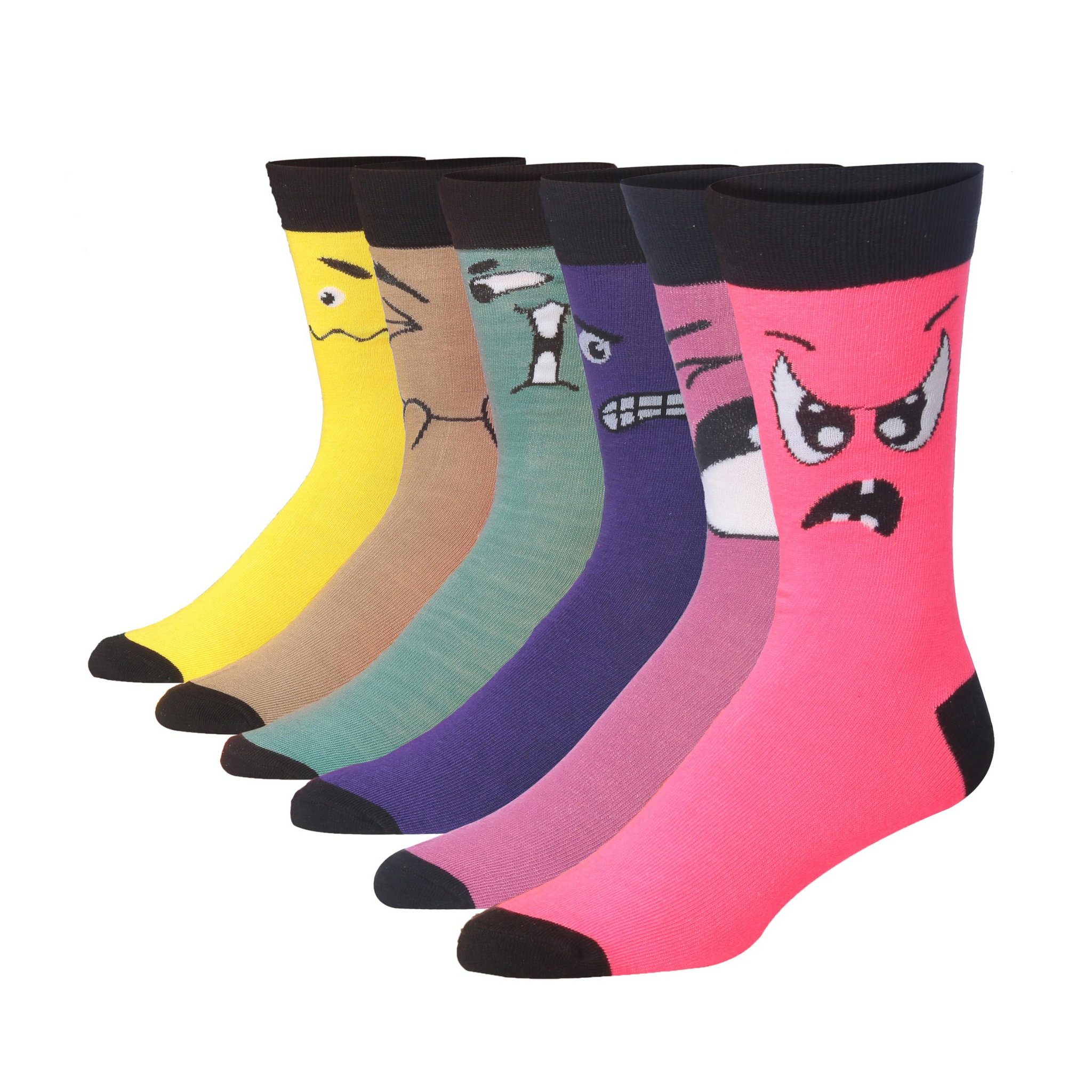 Men's 6 Pairs Casual Novelty Spectrum Smiles Colorful Patterned Dress