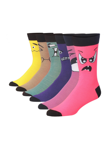 Men's 6 Pairs Casual Novelty Spectrum Smiles Colorful Patterned Dress