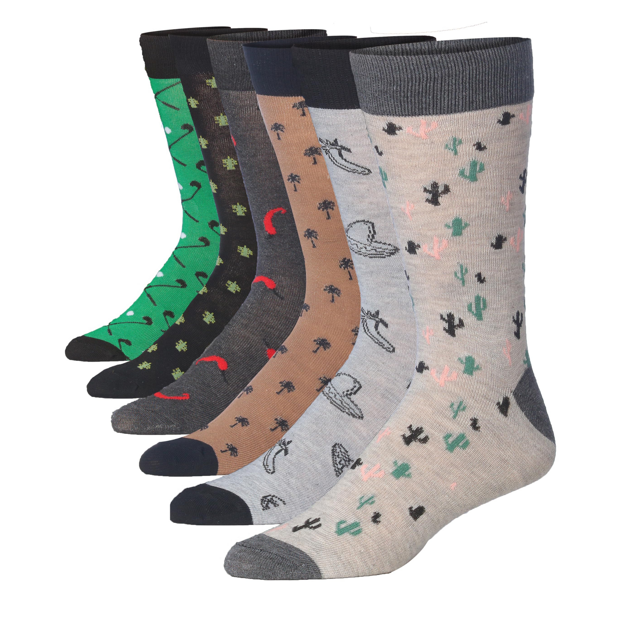 JAMES FIALLO Men's 6-Pairs Fashion Natural Retreat Outdoor-Inspired