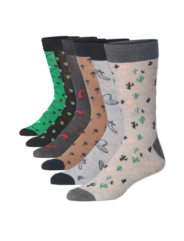 JAMES FIALLO Men's 6-Pairs Fashion Natural Retreat Outdoor-Inspired