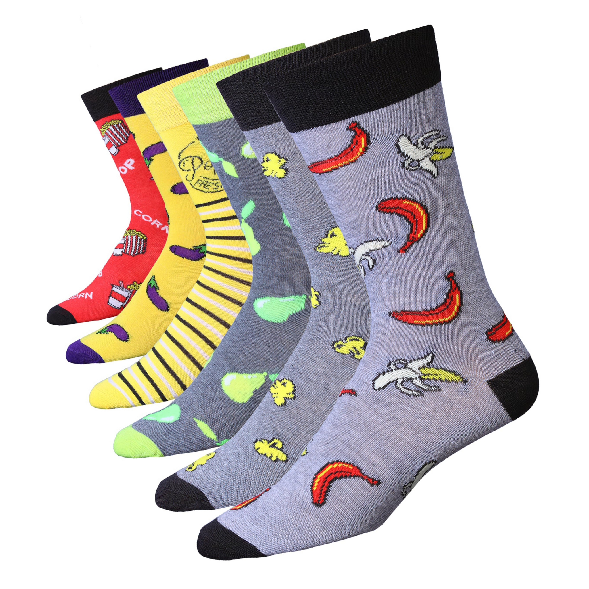 JAMES FIALLO Men's 6 Pairs Stylish Colorful Patterned Dress Socks