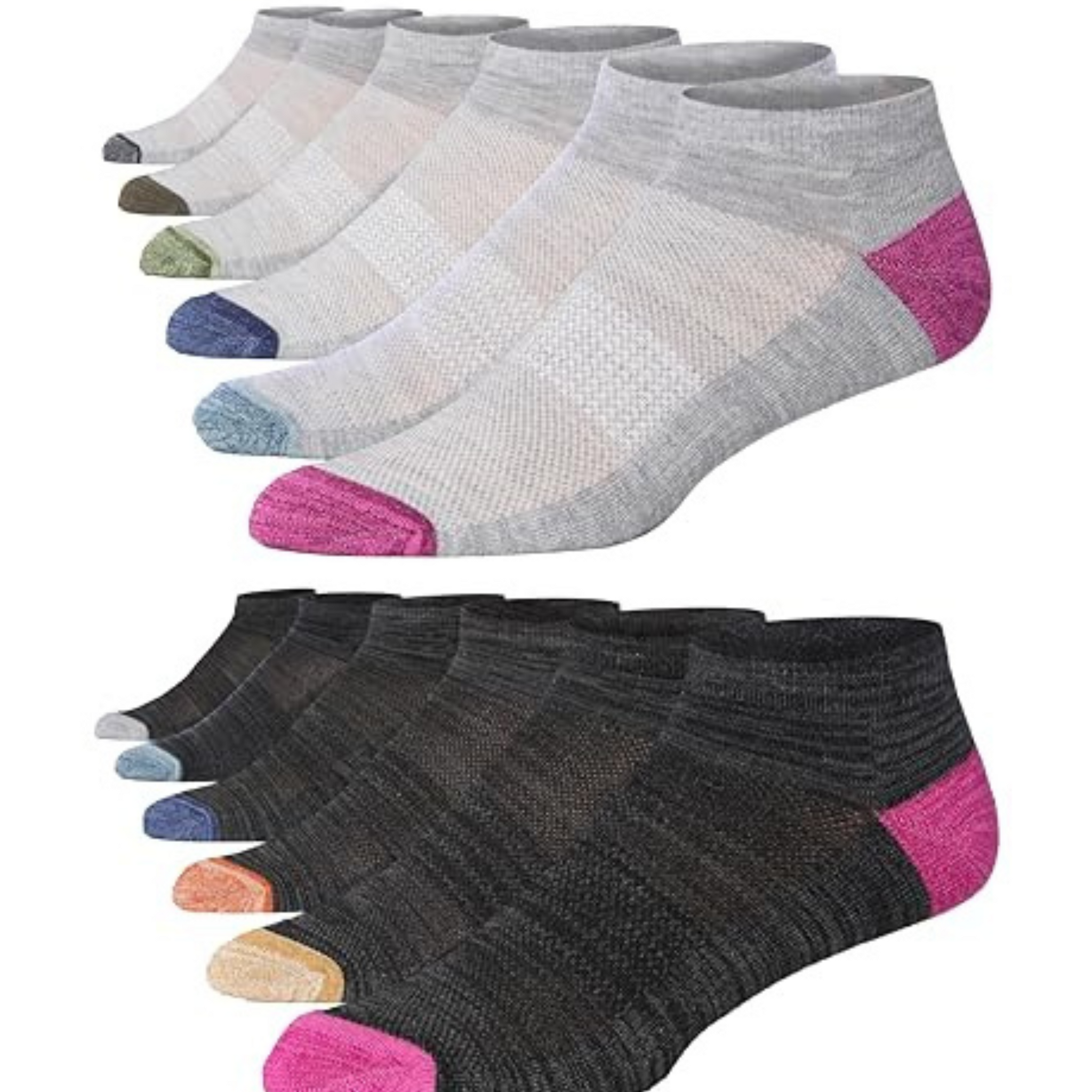 JAMES FIALLO Men's 12-Pairs Performance Low Cut Athletic Black Grey
