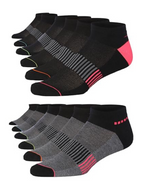 JAMES FIALLO Men's 12-Pairs Performance Low Cut Athletic Black Grey