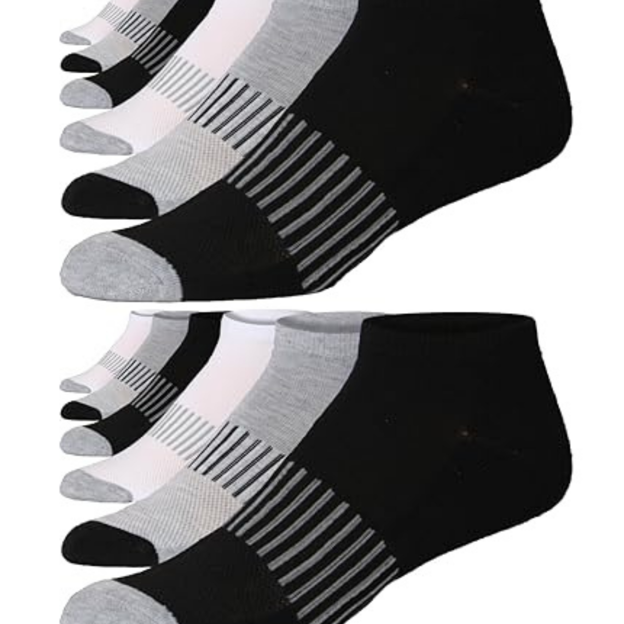 JAMES FIALLO Men's 12-Pairs Performance Low Cut Athletic Striped