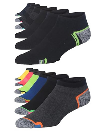 JAMES FIALLO Men's 12-Pairs Performance Low Cut Athletic Splash Grey