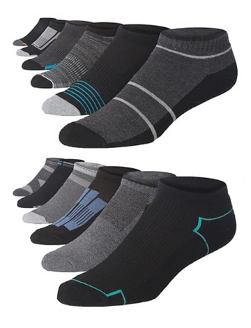 JAMES FIALLO Men's 12-Pairs Performance Low Cut Athletic Black Grey