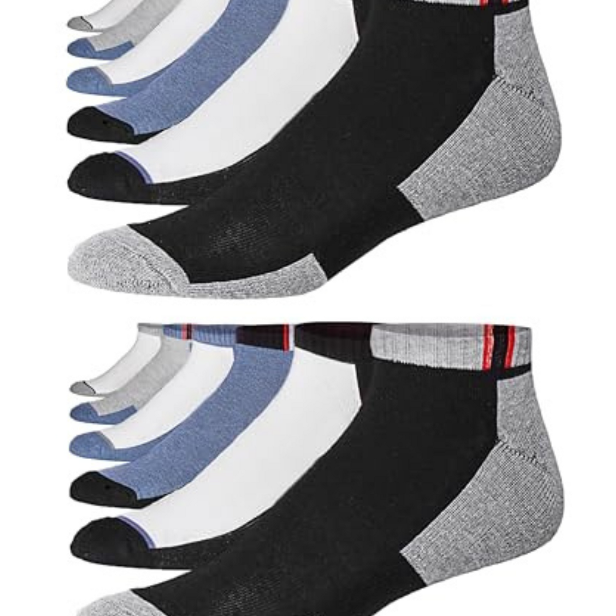 JAMES FIALLO Men's 12-Pairs Performance Low Cut Athletic Blue White