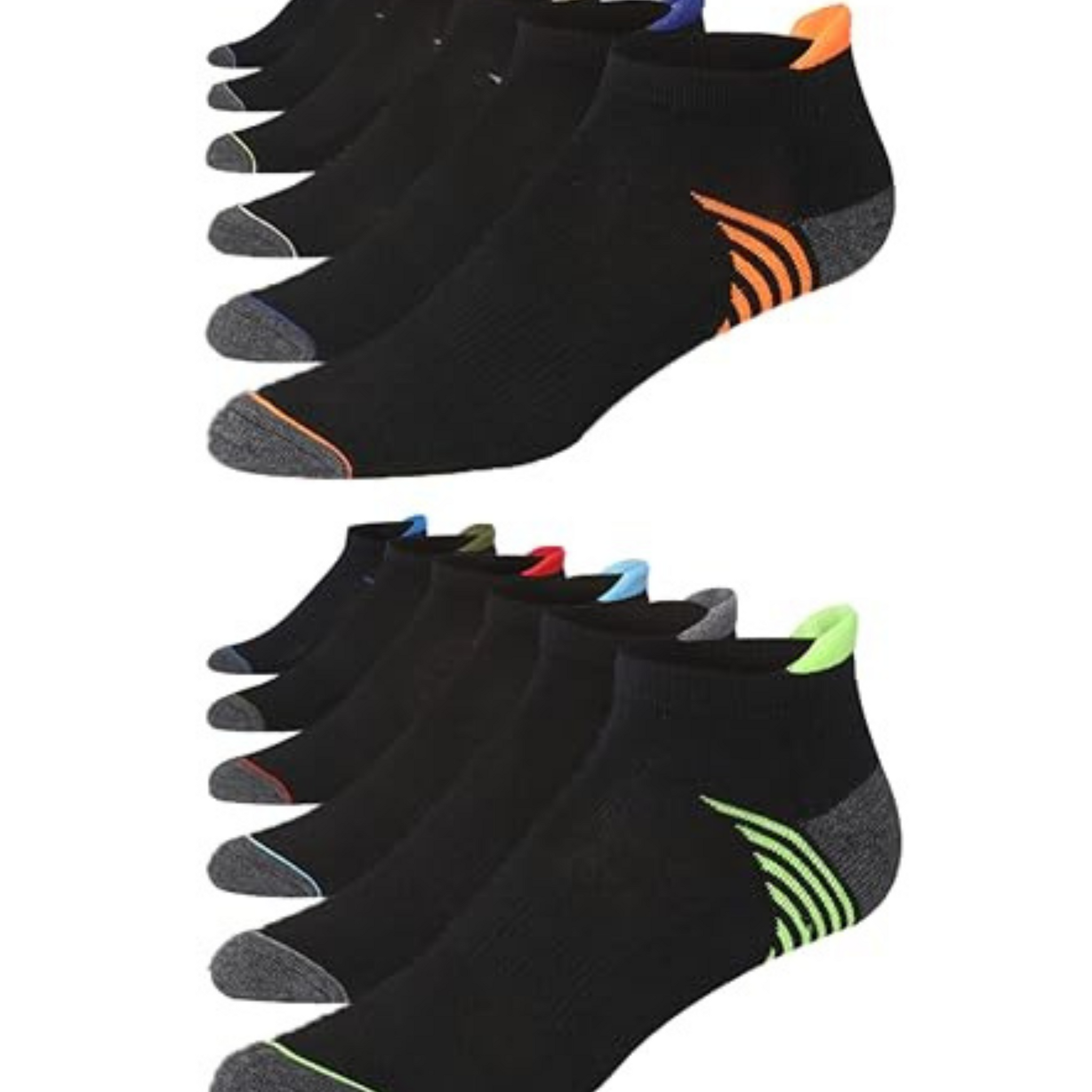 JAMES FIALLO Men's 12-Pairs Performance Low Cut Athletic Vibrant