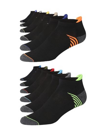 JAMES FIALLO Men's 12-Pairs Performance Low Cut Athletic Vibrant