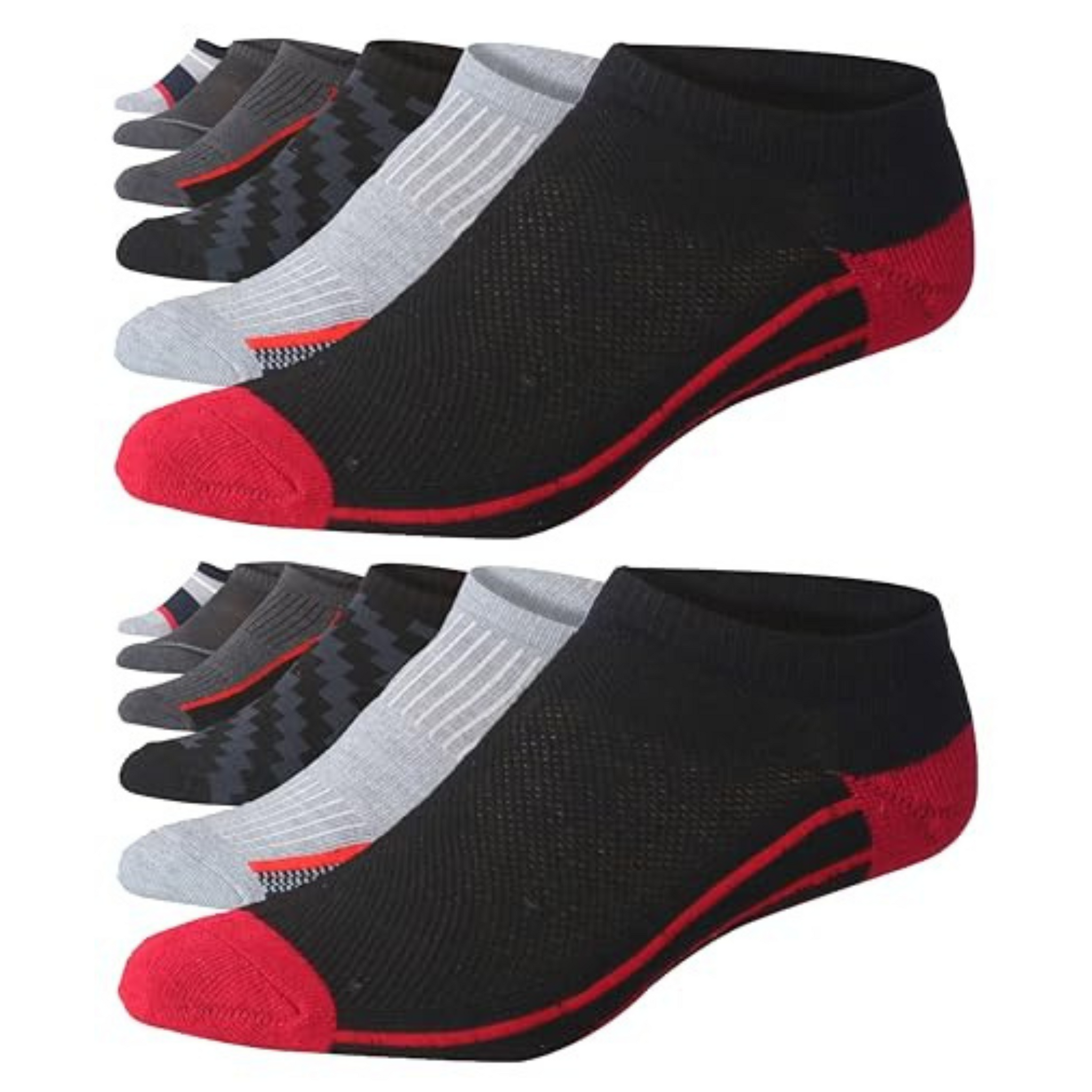 JAMES FIALLO Men's 12-Pairs Performance Low Cut Athletic Striped