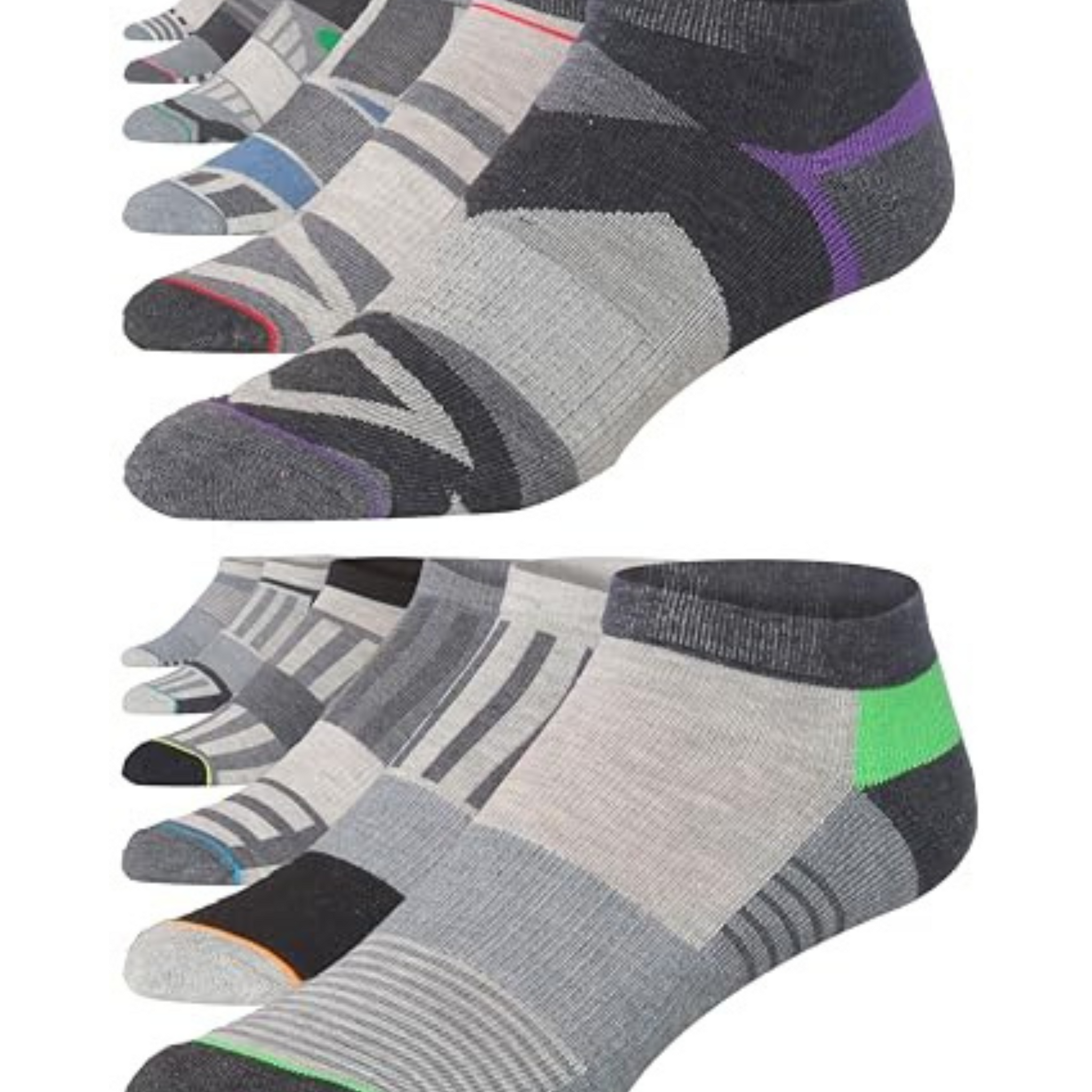 JAMES FIALLO Men's 12-Pairs Performance Low Cut Athletic Grayscale