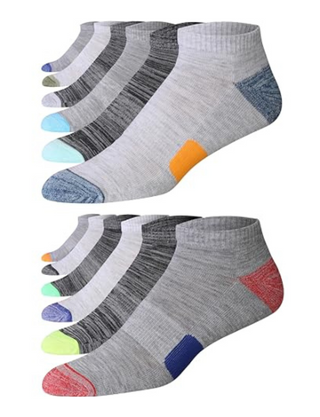 JAMES FIALLO Men's 12-Pack Performance Low Cut Athletic Socks with