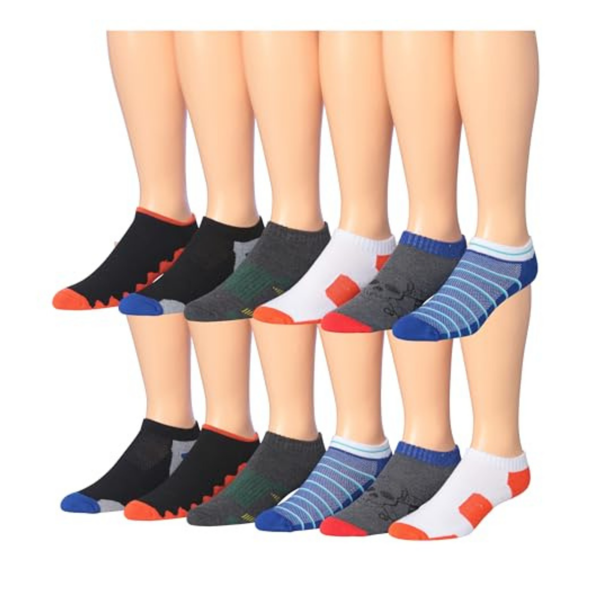 JAMES FIALLO Men's 12-Pairs Performance Low Cut Athletic Contrasting