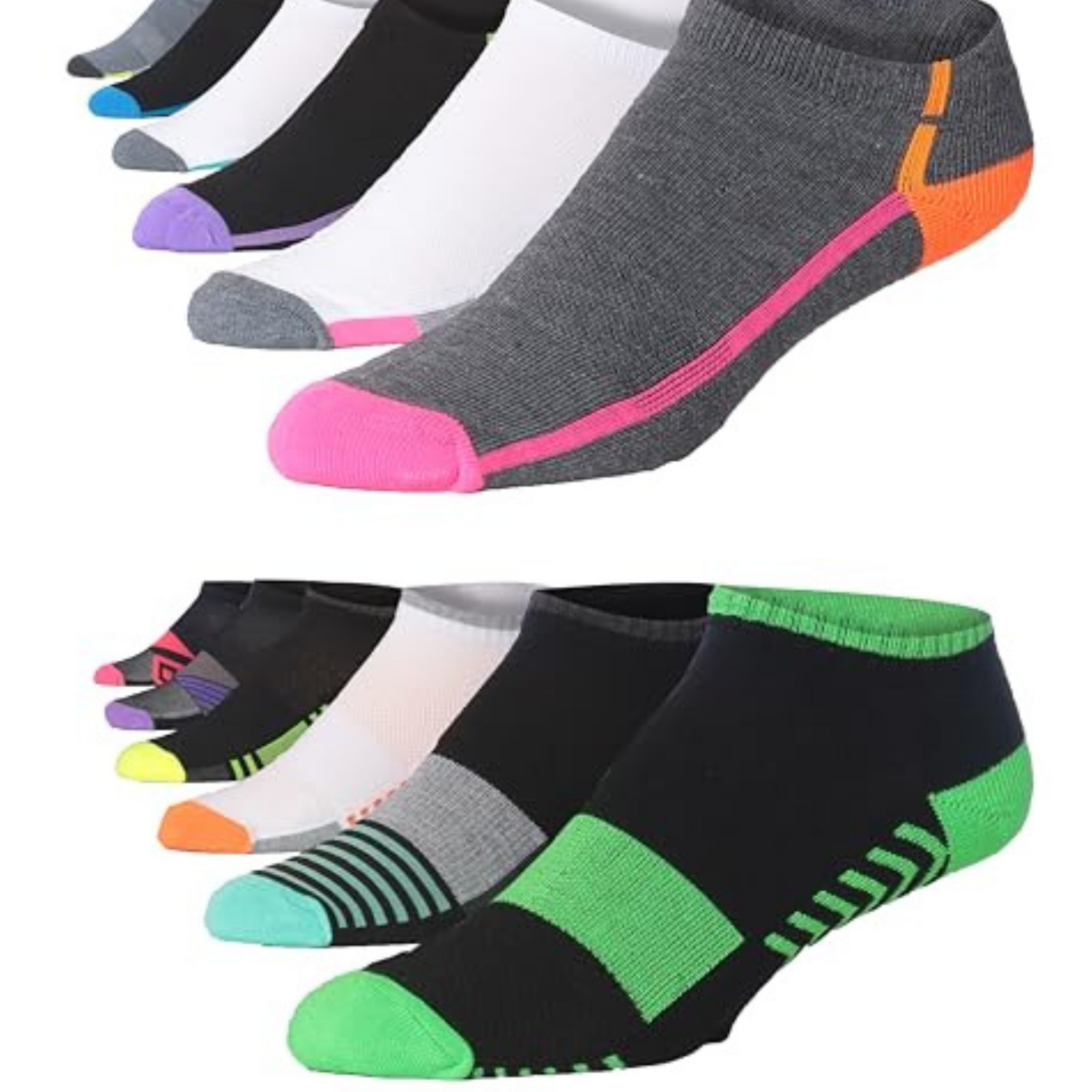 JAMES FIALLO Men's 12-Pairs Performance Low Cut Athletic Black White