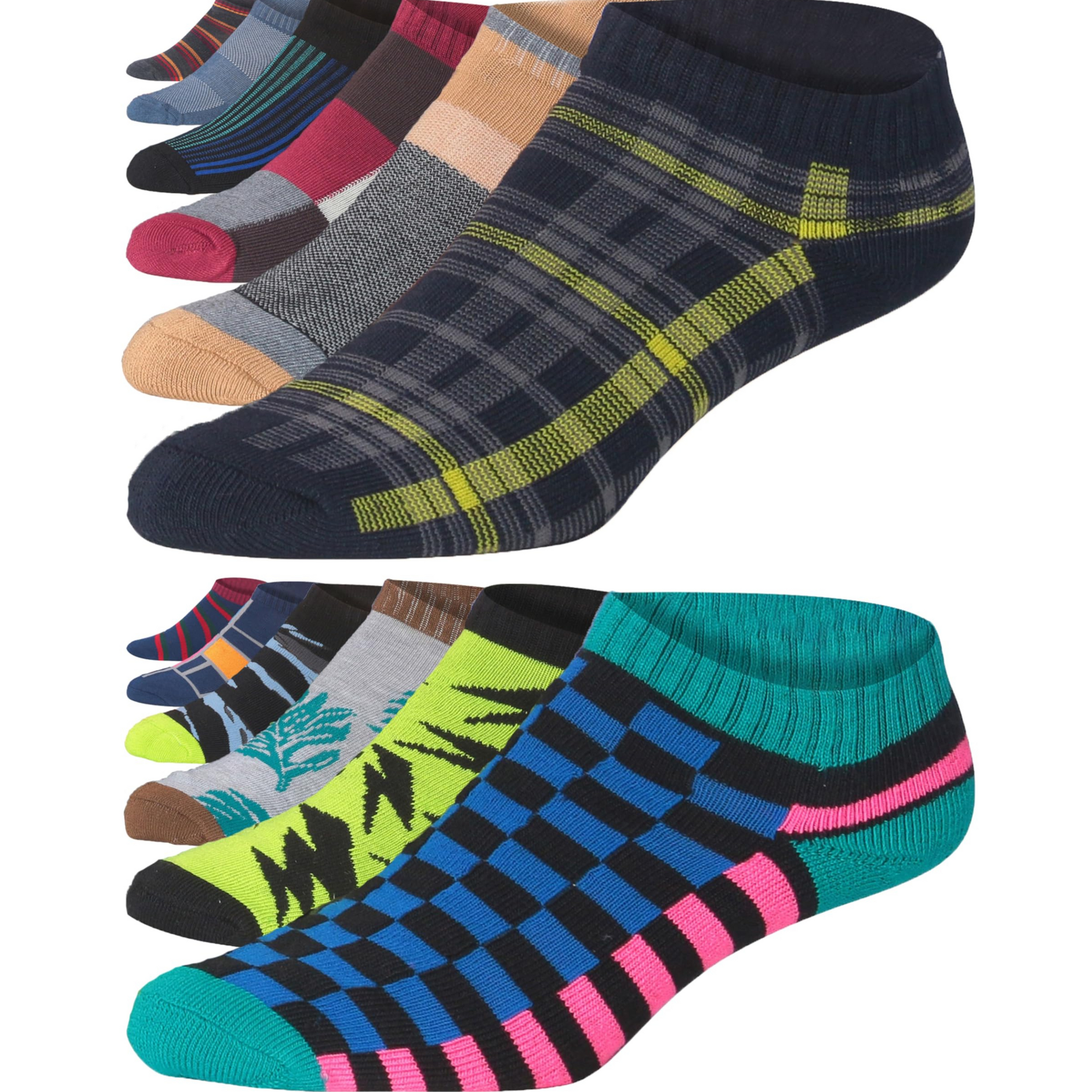 JAMES FIALLO Men's 12-Pairs Performance Low Cut Athletic Leaf Stripe