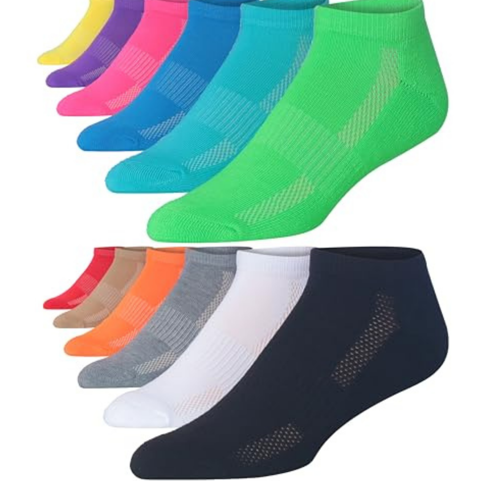 JAMES FIALLO Men's 12-Pairs Performance Solid Vibrant Rainbow Colored