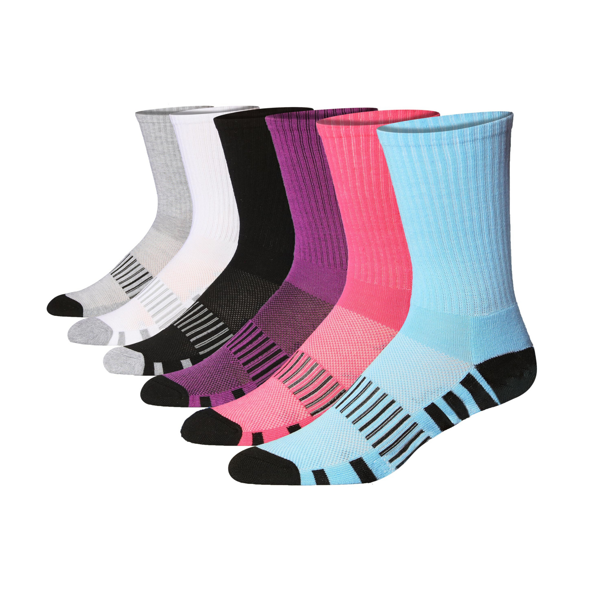 JAMES FIALLO Men's 6 Pairs Cushion Crew Socks Comfortable Performance