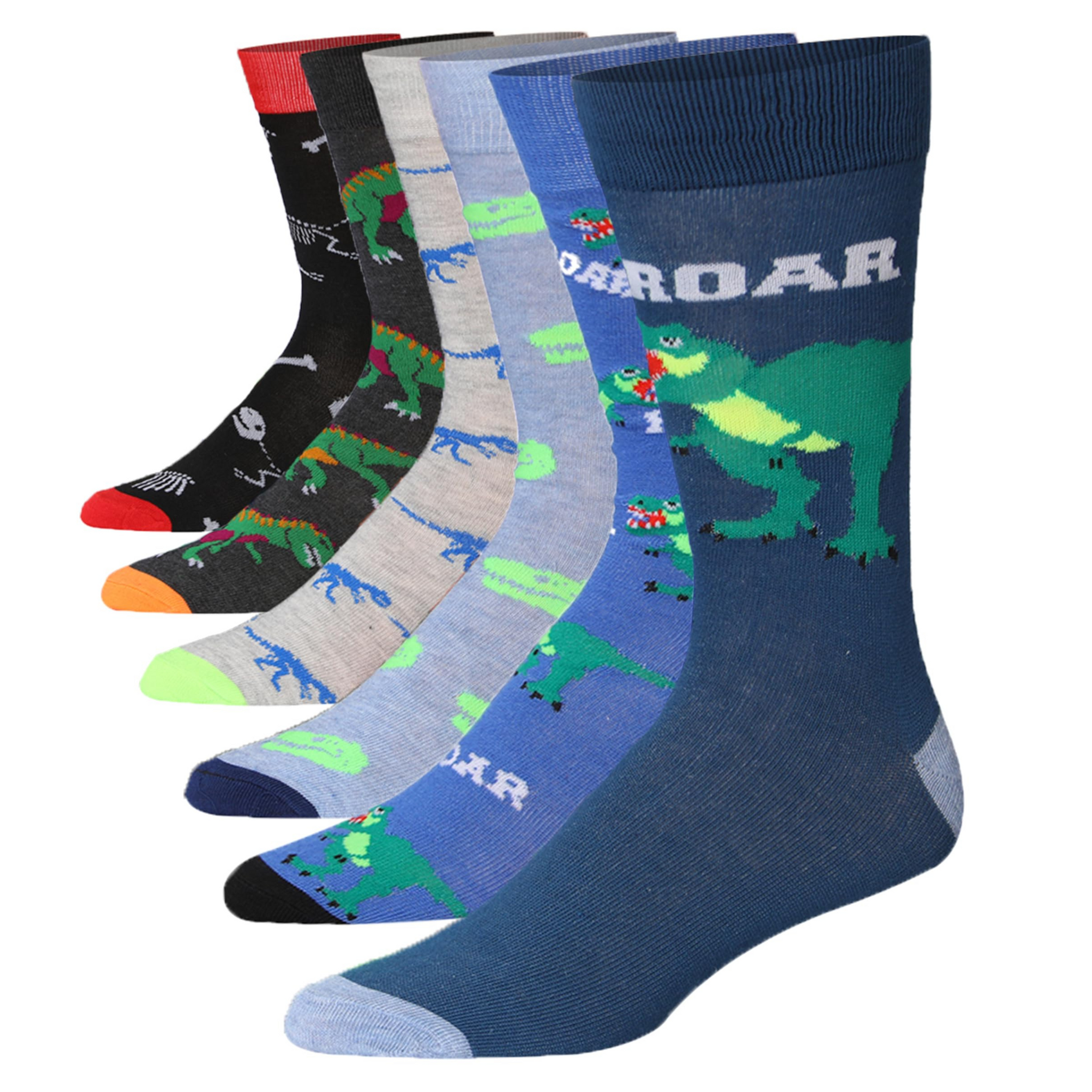 JAMES FIALLO Men's 6 Pairs Stylish Colorful Patterned Dress Socks